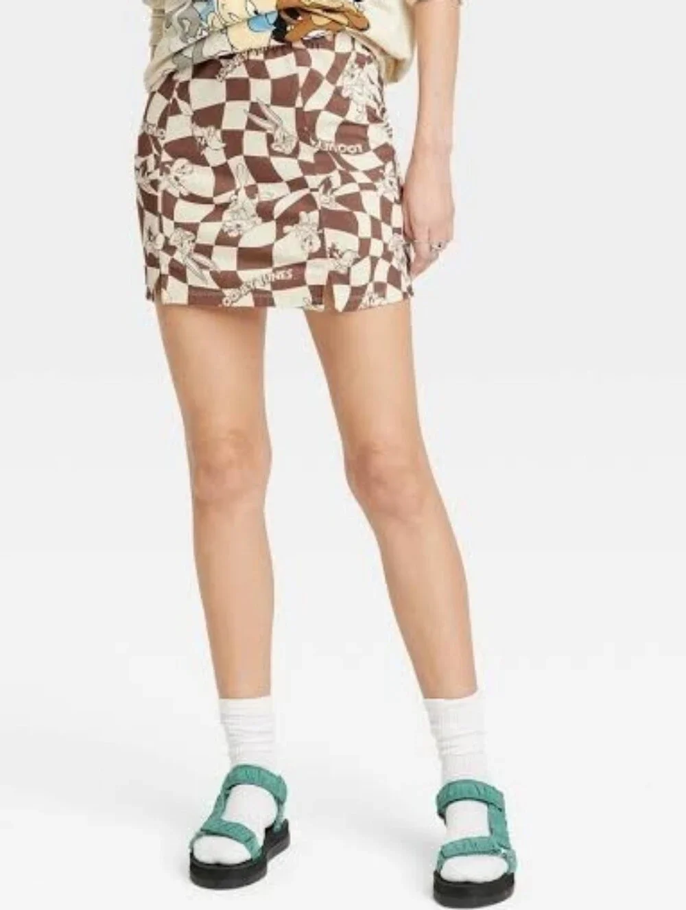 Skirts | Brown Checkerboard Print Mini Skirt | Poshmark